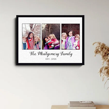 Beautiful Family Photo Collage Customized Photo Printed Rectangle Horizontal Canvas Frame
