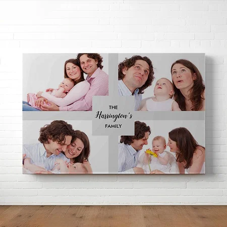 Custom 4 Family Photos Collage Customized Photo Printed Rectangle Horizontal Canvas Frame
