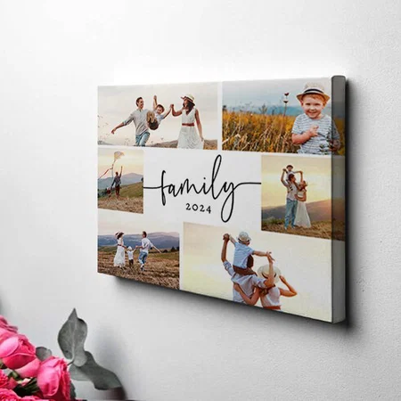 Modern Family Photo Customized Photo Printed Rectangle Horizontal Canvas Frame