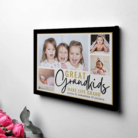 Grandkids Great Grandparents Life Quote 4 Photo Customized Photo Printed Rectangle Horizontal Canvas Frame