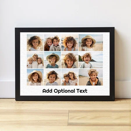 12 Photo Grid Collage Customized Photo Printed Rectangle Horizontal Canvas Frame