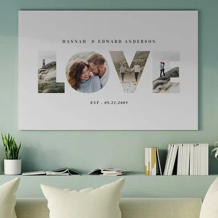 Love 4 photo simple modern Customized Photo Printed Rectangle Horizontal Canvas Frame