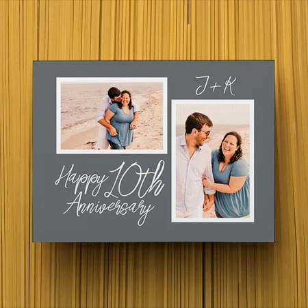 Personalized 10th Wedding Anniversary Photo Customized Photo Printed Rectangle Horizontal Canvas Frame