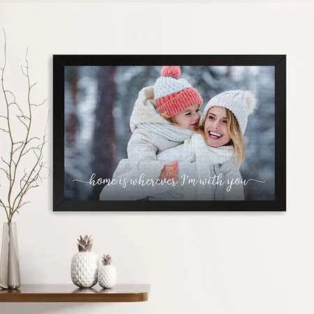Photo Home Is Wherever I'm With You Quote Customized Photo Printed Rectangle Horizontal Canvas Frame