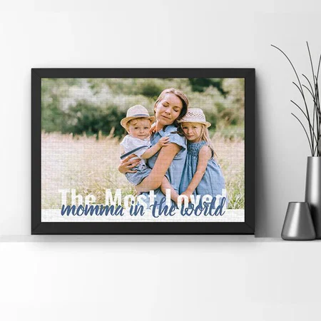 Most Loved Momma in the World Photo Customized Photo Printed Rectangle Horizontal Canvas Frame