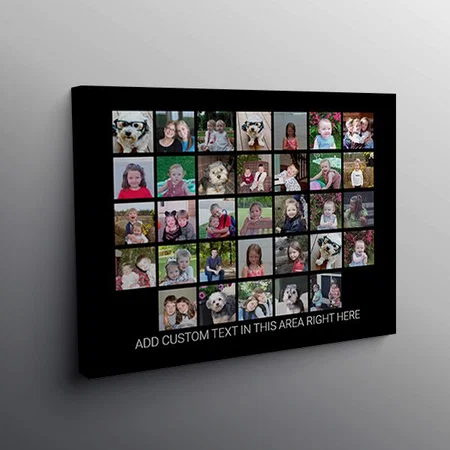33 Photo Collage Grid Customized Photo Printed Rectangle Horizontal Canvas Frame