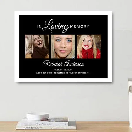 In Loving Memory Photo Collage Tribute Customized Photo Printed Rectangle Horizontal Canvas Frame