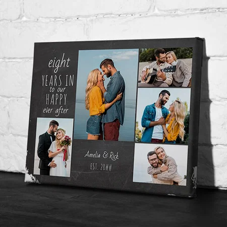 Wedding Anniversary Photo Collage Customized Photo Printed Rectangle Horizontal Canvas Frame