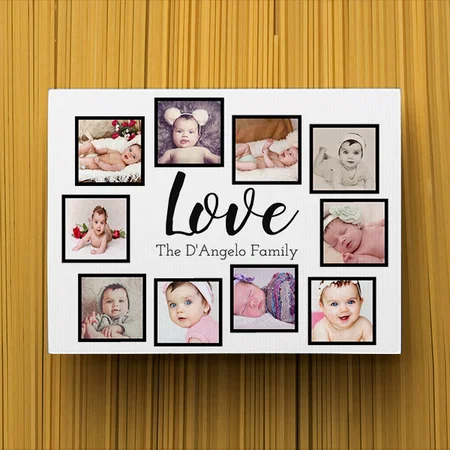 10 Photo Collage Love Family Customized Photo Printed Rectangle Horizontal Canvas Frame