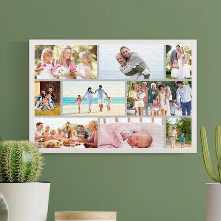 Masonry Style Family Photo Collage Customized Photo Printed Rectangle Horizontal Canvas Frame