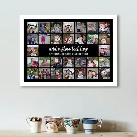 30 Photo Collage Grid Customized Photo Printed Rectangle Horizontal Canvas Frame