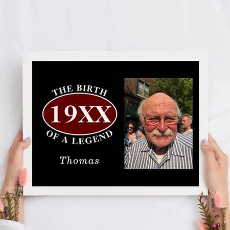Birthday Photo Template Birth Of A Legend Customized Photo Printed Rectangle Horizontal Canvas Frame