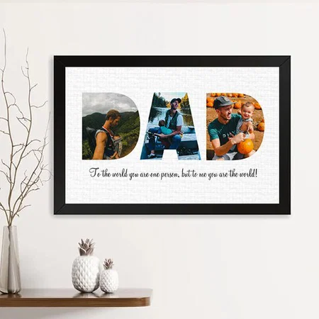 Dad Photo Collage Customized Photo Printed Rectangle Horizontal Canvas Frame
