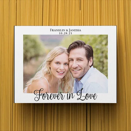 Modern Wedding Typography Forever in Love Photo Customized Photo Printed Rectangle Horizontal Canvas Frame