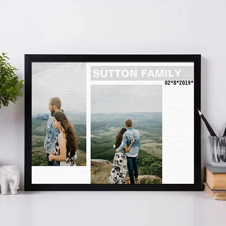 Anniversary Couple Photo Collage Customized Photo Printed Rectangle Horizontal Canvas Frame
