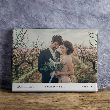 Simple And Minimalist Forever in Love Photo Customized Photo Printed Rectangle Horizontal Canvas Frame