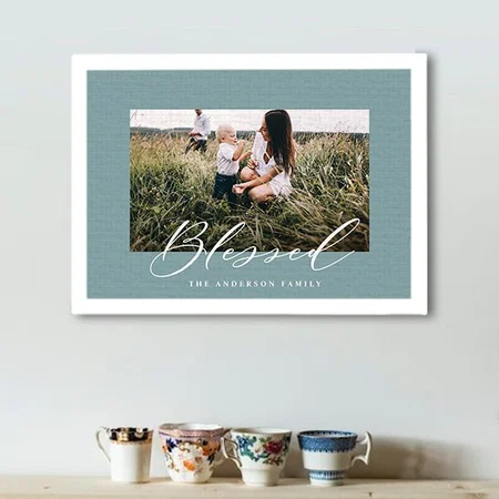 Blessed elegant stylish photo family Customized Photo Printed Rectangle Horizontal Canvas Frame