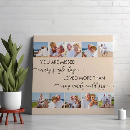 Remembrance Customized Taupe Color Photo Printed Square Canvas Frame