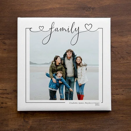 Love Family Personalized Photo and Text Typography Customized Photo Printed Square Canvas Frame