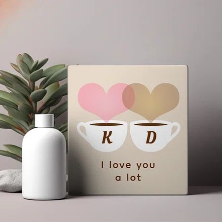 I Love You A Latte Custom Monogram Initials Coffee Customized Photo Printed Square Canvas Frame