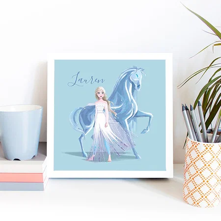 Blue Themed Customized Animated Horse Photo Printed Square Canvas Frame