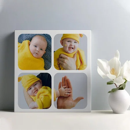 4 Collage Customized Photo Printed Square Canvas Frame
