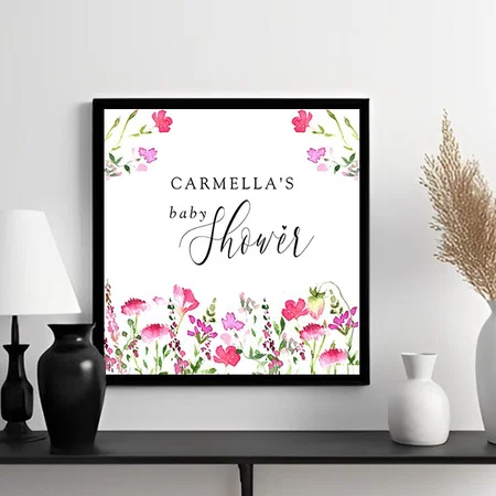Wildflower Themed Customized Photo Printed Square Canvas Frame
