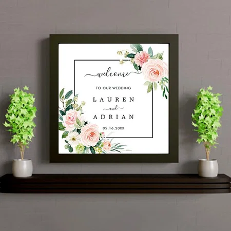 Blush Pink Customized Photo Printed Square Canvas Frame