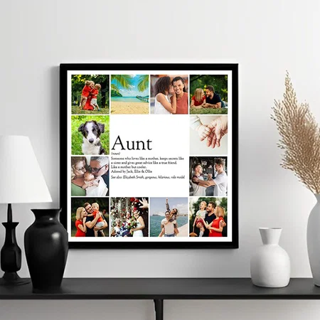 Aunt Definition 12 Photo Collage Customized Photo Printed Square Canvas Frame