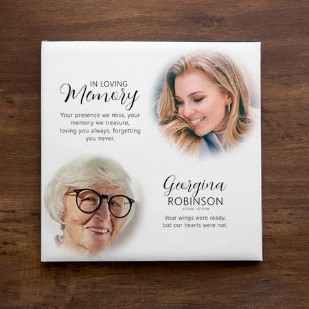 Modern Memorial Before & After Photo Customized Photo Printed Square Canvas Frame