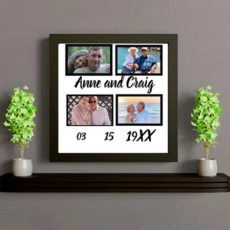 Four Photo Collage Customized Square Canvas Frame