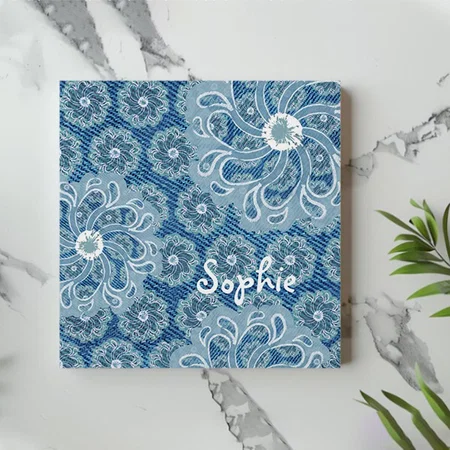 Aqua Colored Flower Square Canvas Customized Photo Printed Frame