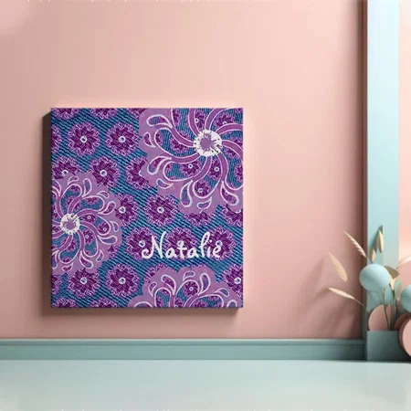 Denim Colored Flower Customized Photo Printed Square Canvas Frame