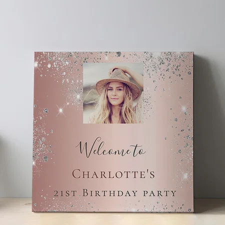 Rose Gold Customized Photo Printed Square Canvas Frame