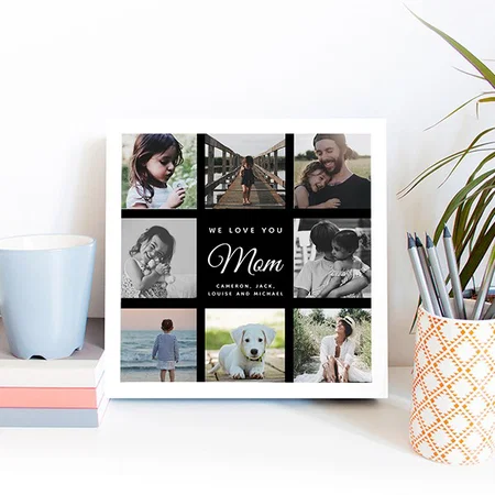 WE LOVE YOU Mom Mother's Day Photo Collage Customized Photo Printed Square Canvas Frame