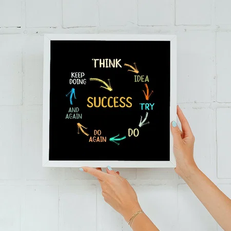 Funny motivational inspirational success cycle Customized Photo Printed Square Canvas Frame