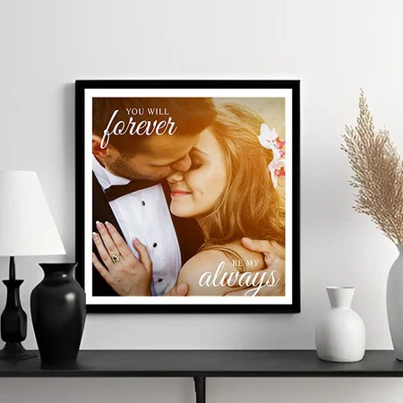 Wedding Anniversary Forever Couple Square Photo Customized Photo Printed Square Canvas Frame