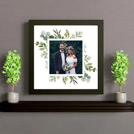 Eucalyptus Green Foliage Wedding Customized Photo Printed Square Canvas Frame