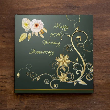50th Wedding Anniversary Customized Photo Printed Square Canvas Frame