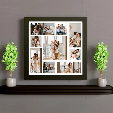 9 Custom Photo Collage Customized Photo Printed Square Canvas Frame