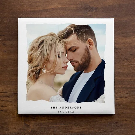 Modern photo wedding personalized established in Customized Photo Printed Square Canvas Frame