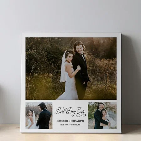Personalized Best Day Ever Photo Customized Photo Printed Square Canvas Frame