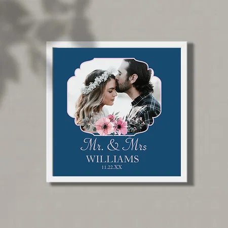 Just Married Photo Portrait Marriage Anniversary Customized Photo Printed Square Canvas Frame