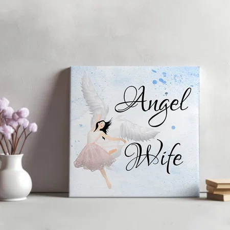 Angel Wife Customized Photo Printed Square Canvas Frame