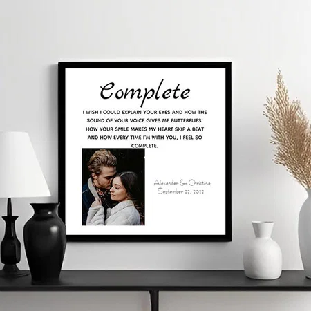Complete Modern Couple Love Quote Customized Photo Printed Square Canvas Frame