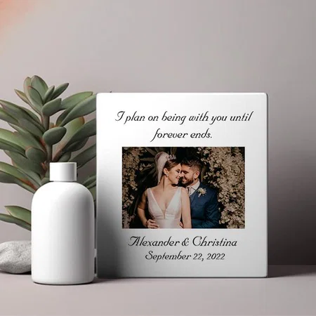 Forever Elegant Couple Love Quote Customized Photo Printed Square Canvas Frame