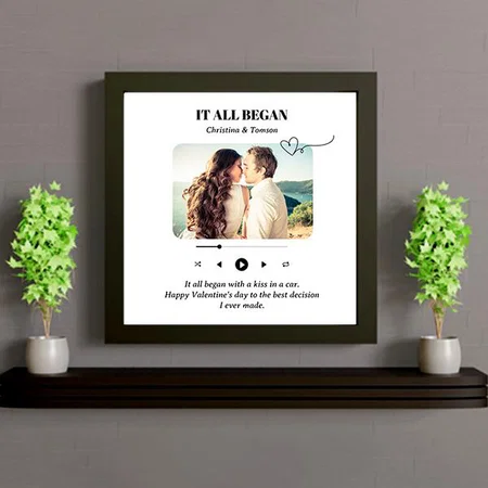 Stylish Song Playlist Photo Love Valentine's Day Customized Photo Printed Square Canvas Frame