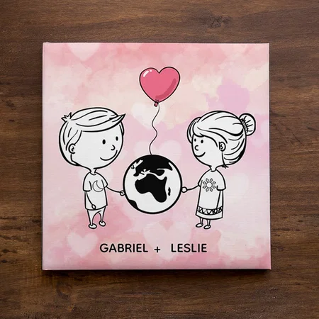 Love Knows No Distance Customized Photo Printed Square Canvas Frame