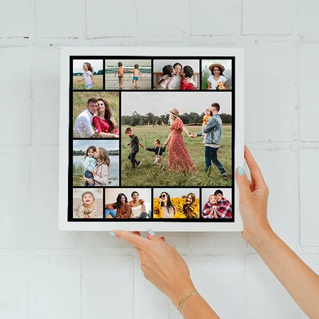 11 Photo Collage Customized Photo Printed Square Canvas Frame