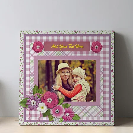 The Personalized Picture Frame with Custom Text Customized Photo Printed Square Canvas Frame